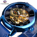 Forsining 052 Automatic Watch Men Sport Gold Mechanical Skeleton Watches Brand Mens Watch Leather Wristwatch Relogio Masculino